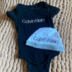 Calvin Klein onsie and Beenie set